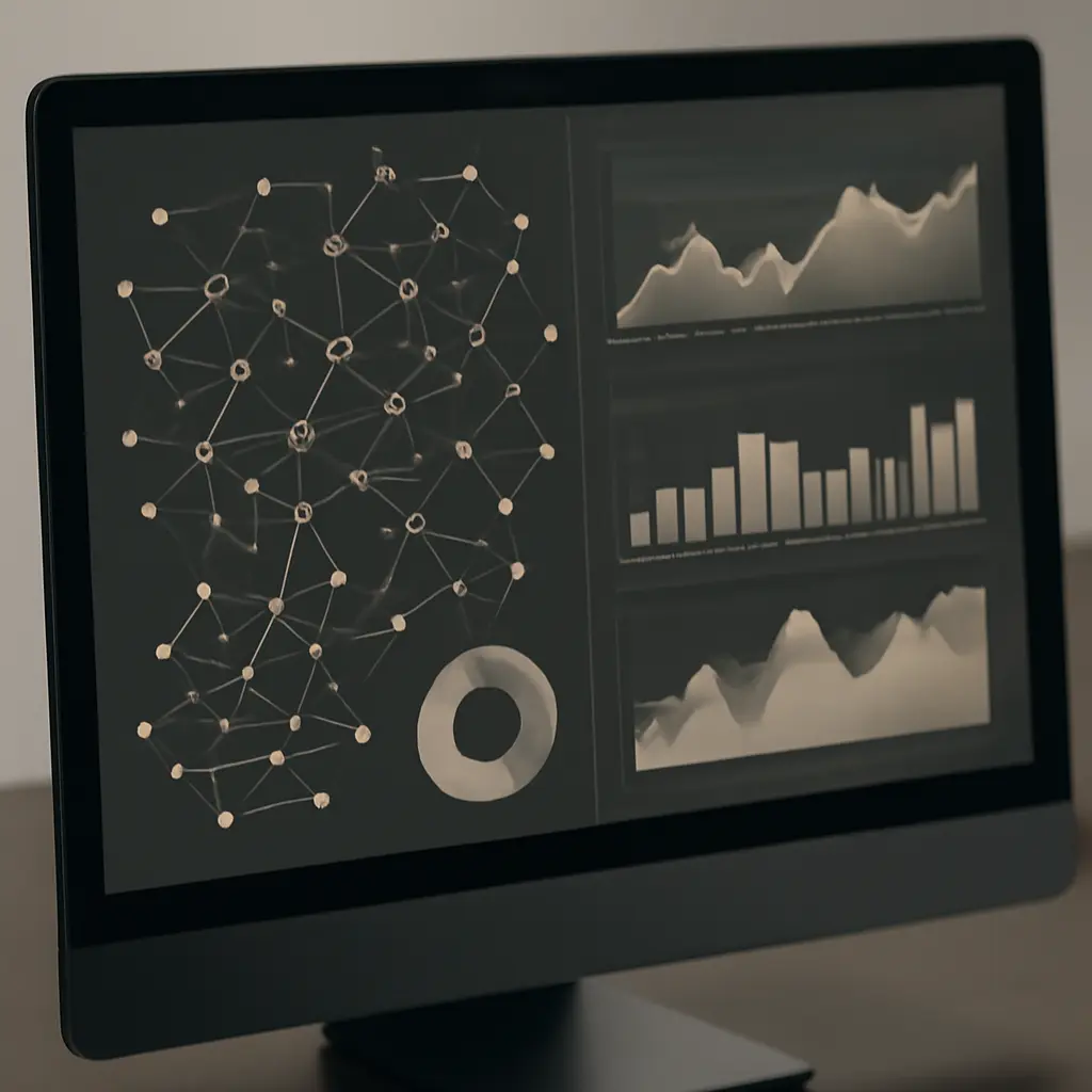 Графики и блокчейн-аналитика на экране компьютера