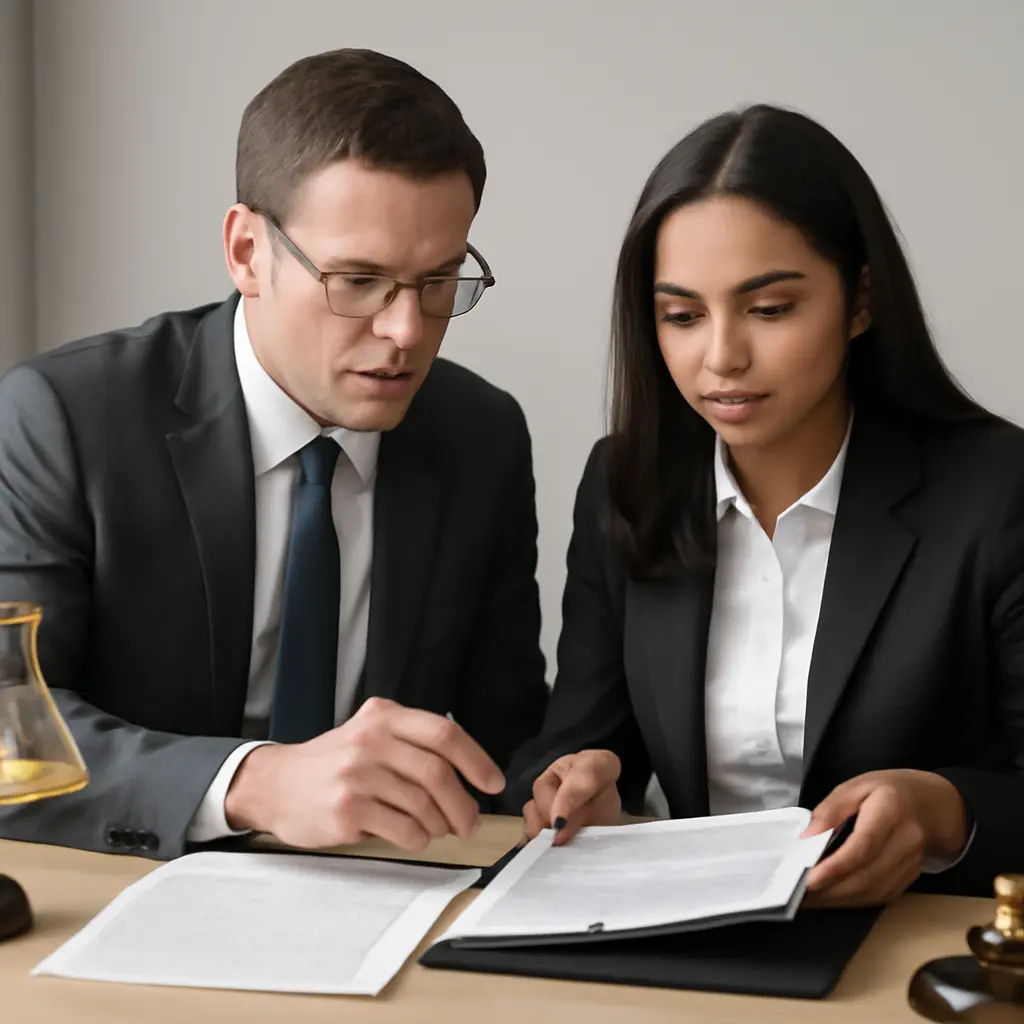 Юридическая консультация Юрист консультирует клиента, документы на столе